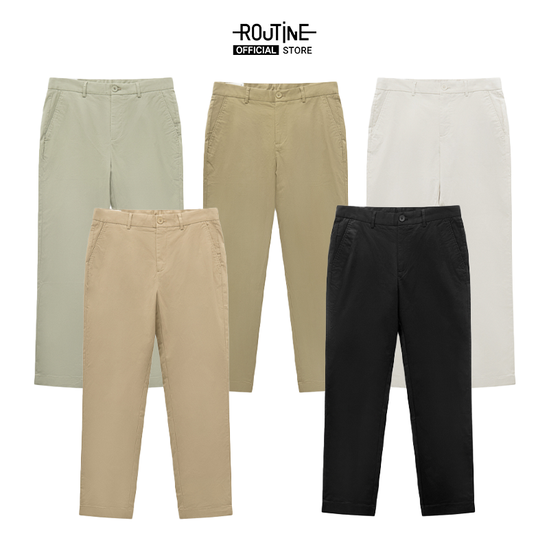 Quần Kaki Nam Cotton Trơn Form Slim Crop - Routine 10S23PCA101C