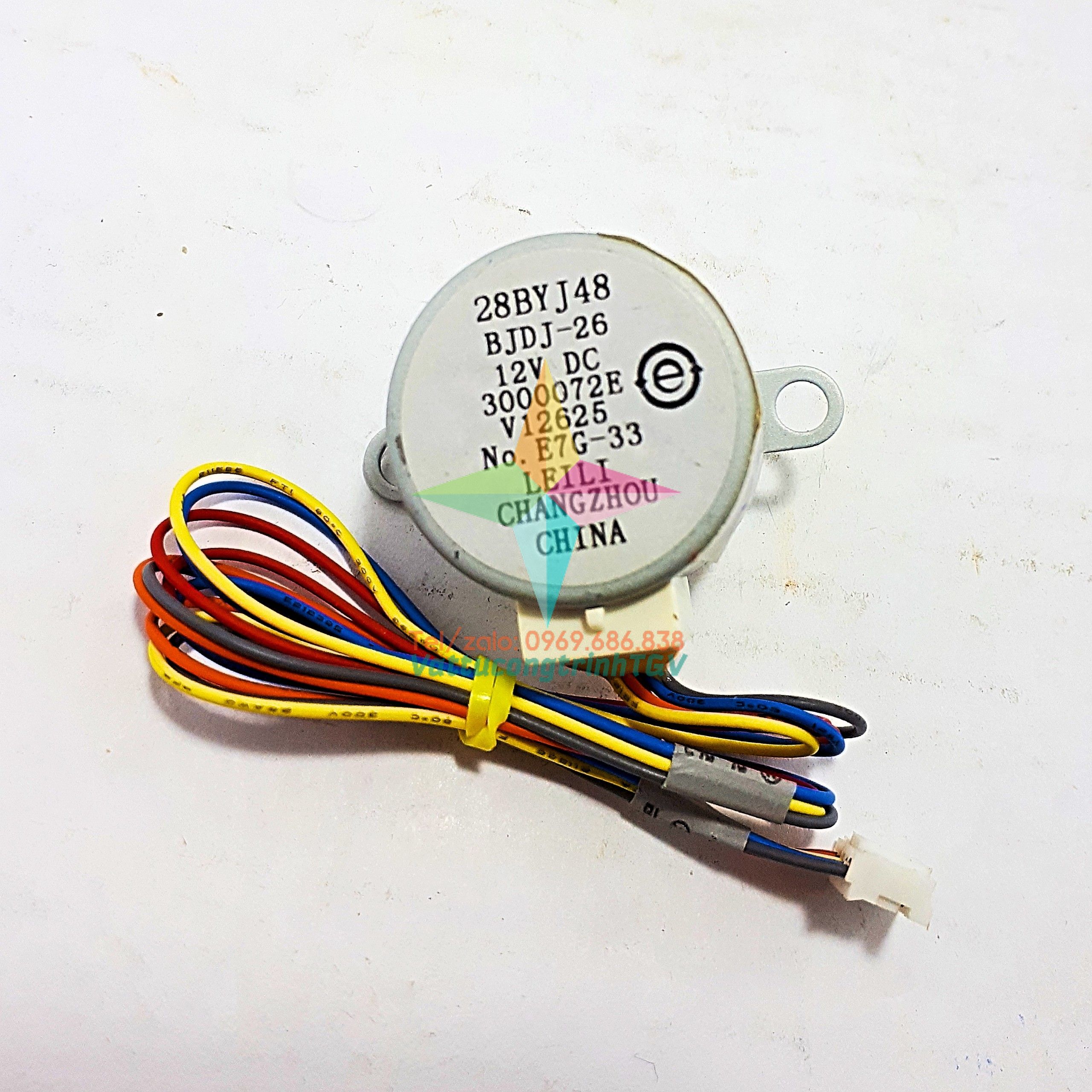 Motor cánh vẫy điều hòa 28mm chân thẳng 12V DC