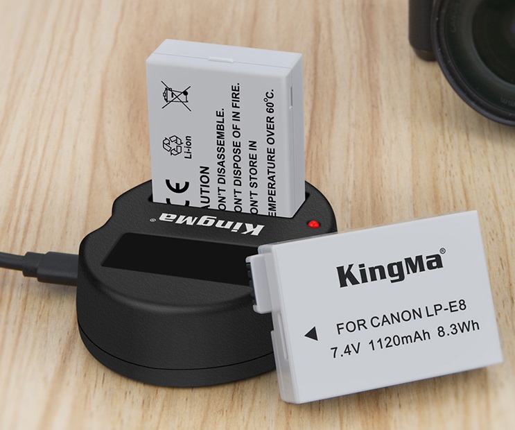 Bộ 02 Pin & 01 Sạc máy ảnh KingMa LP-E8