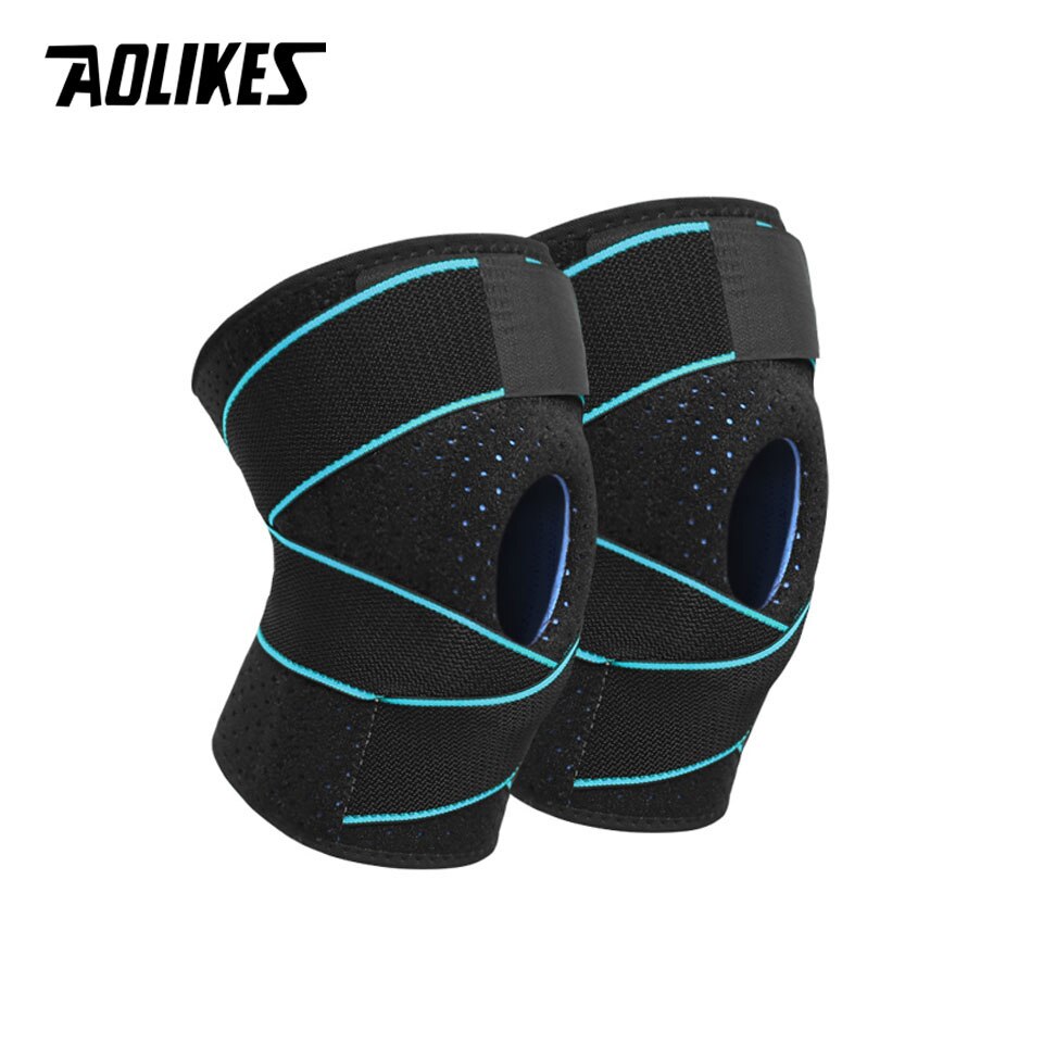 Bộ 2 đai bảo vệ khớp gối Aolikes A-7908 có lò xo trợ lực cao cấp Sport Knee Pad