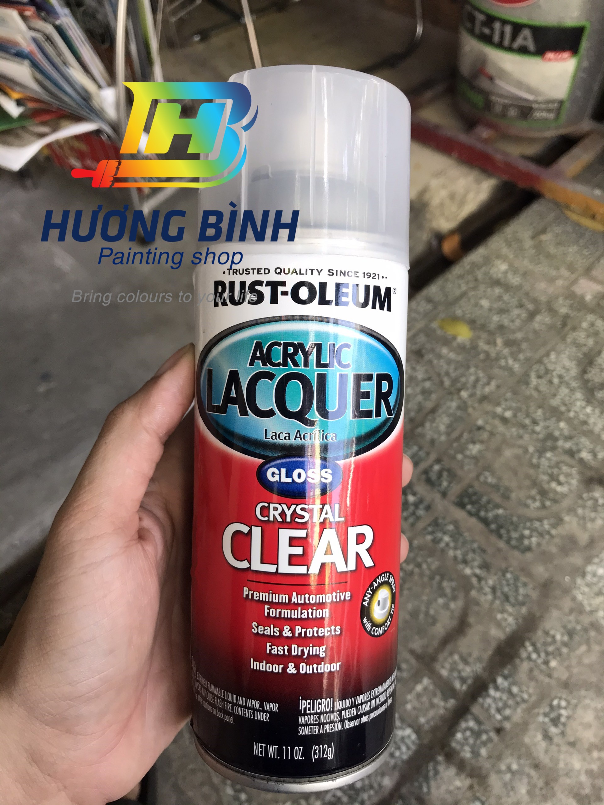 Sơn xịt Rust-Oleum Acrylic Lacquer - sơn bóng không màu (340g)