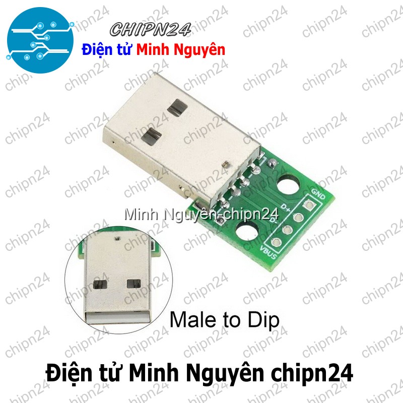 [2 cái] (K95) Đế chuyển Adapter USB A Đực to DIP (PCB chuyển, Mạch chuyển) - HH001566