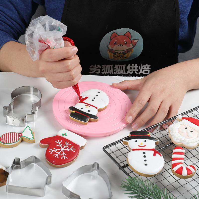 Giáng Sinh Thép Không Rỉ Bánh Đường Khay Làm Bánh 12 Bộ DIY Gingerbread Man Tạo Hình Fondant Cookie Hoạt Hình Khuôn Bánh