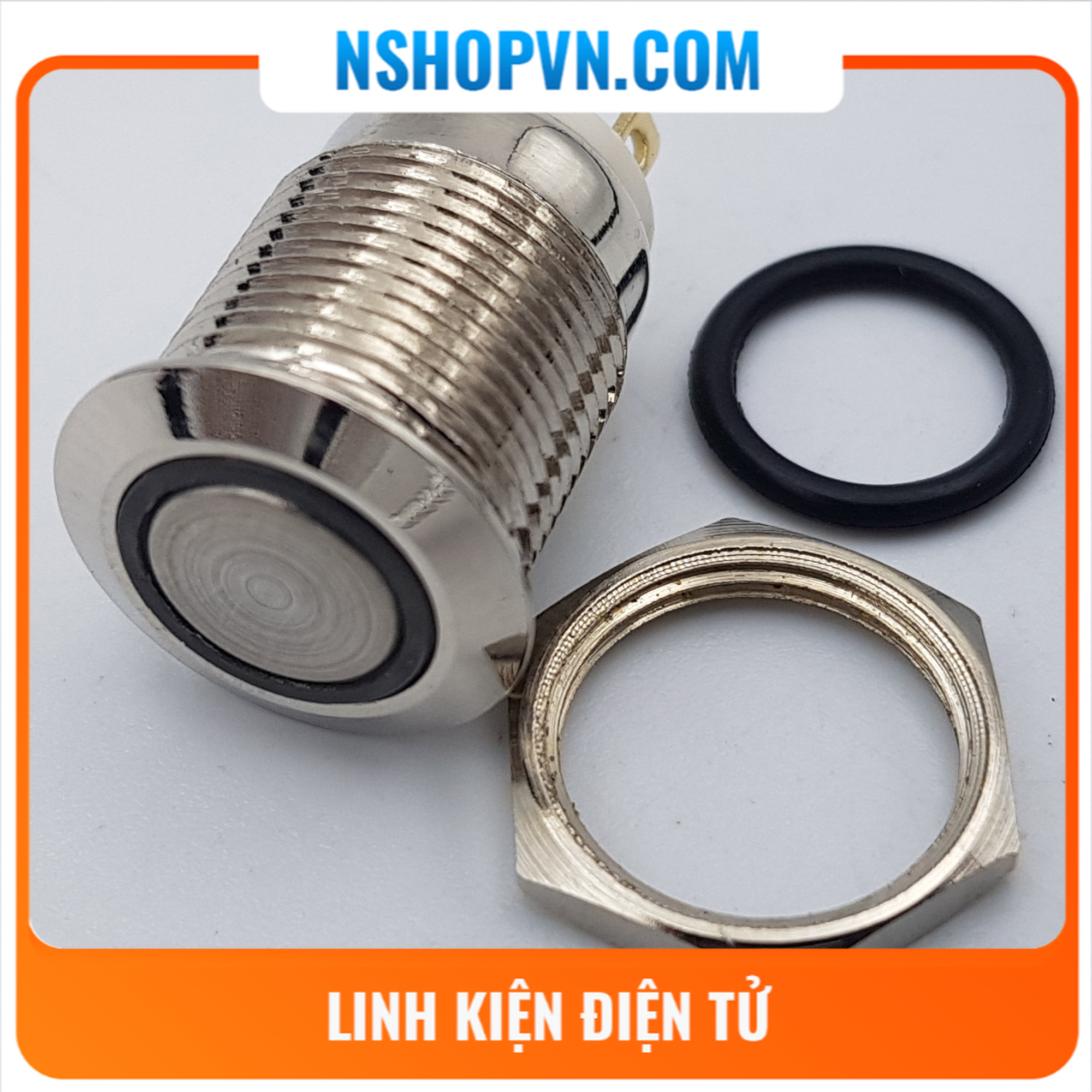 Nút nhấn kim loại 12mm Xanh lá