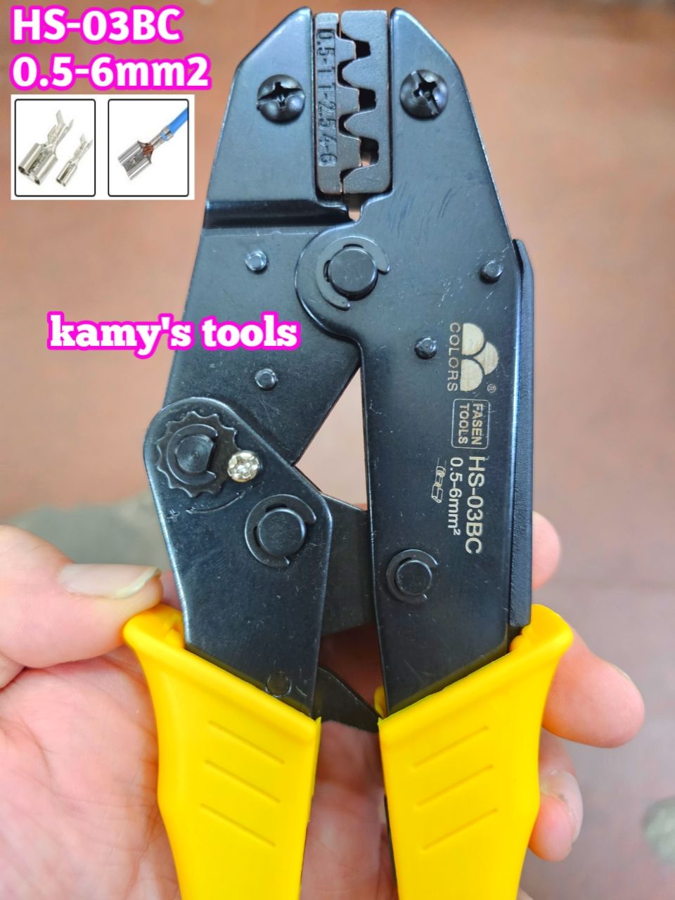 Kìm bấm cos fasen hs-03bc bấm cos cuốn 0.5-6mm2 dài 9 inch 230mm (kiềm bấm cos, kềm bấm cos)