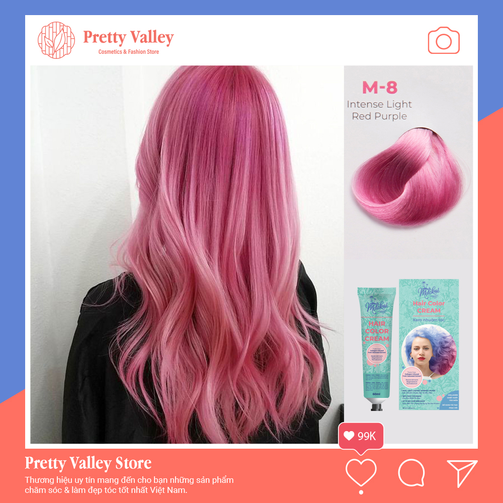 Kem nhuộm tóc cao cấp màu hồng tím Molokai 60ml [ TẶNG KÈM GĂNG TAY + CHAI OXY TRỢ DƯỠNG TÓC ]