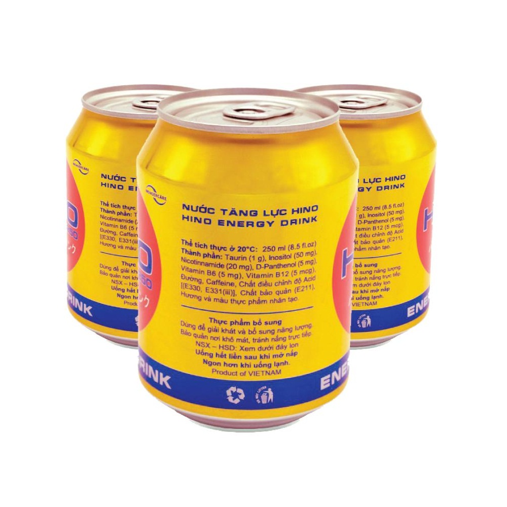Combo 4 Lon nước tăng lực HINO 250ml ( 4 x 250 ml)