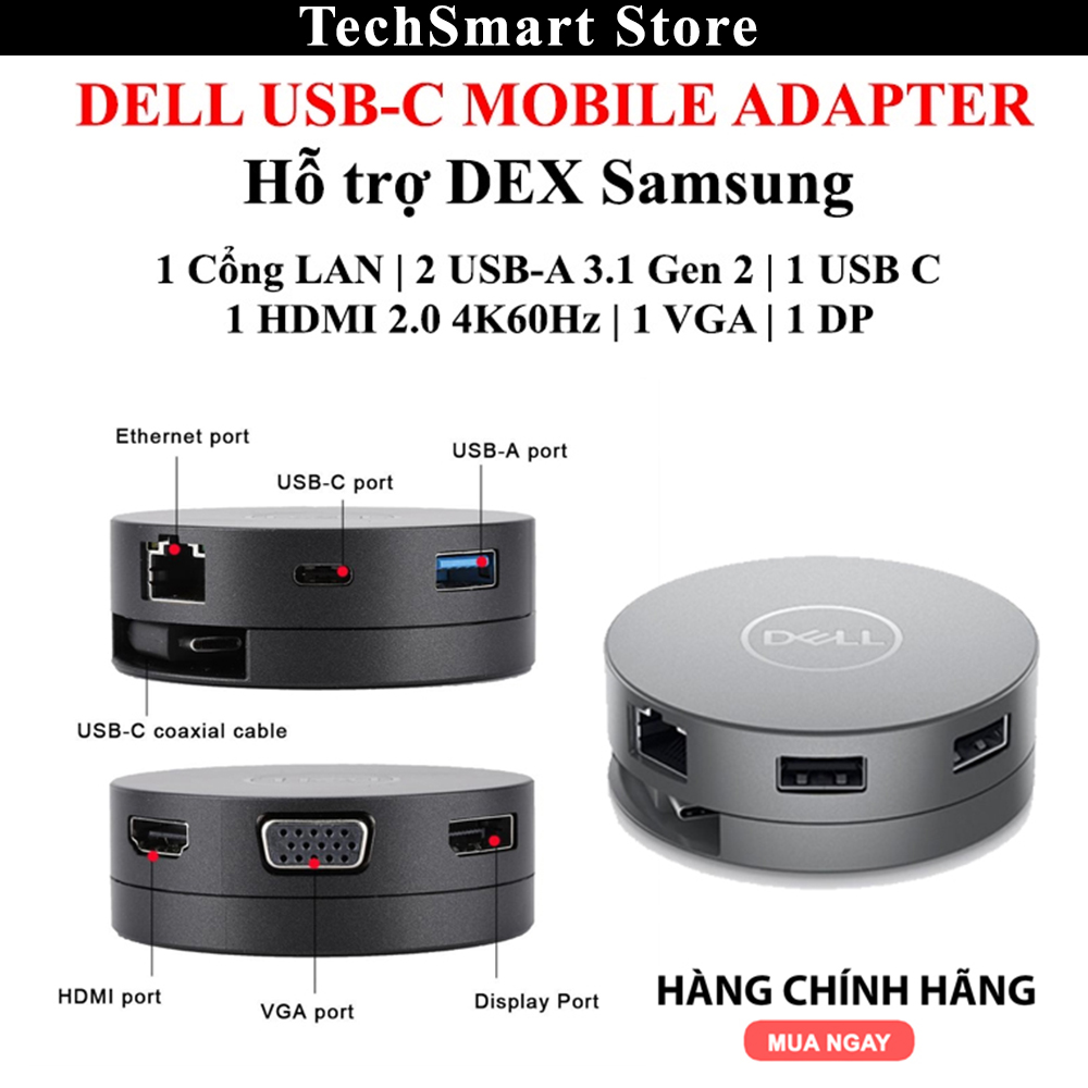 [Dell DA310] Bộ chuyển đổi Dell DA 310 Từ USB C to HDMI/VGA/DP/Ethernet/USBC/USB-A