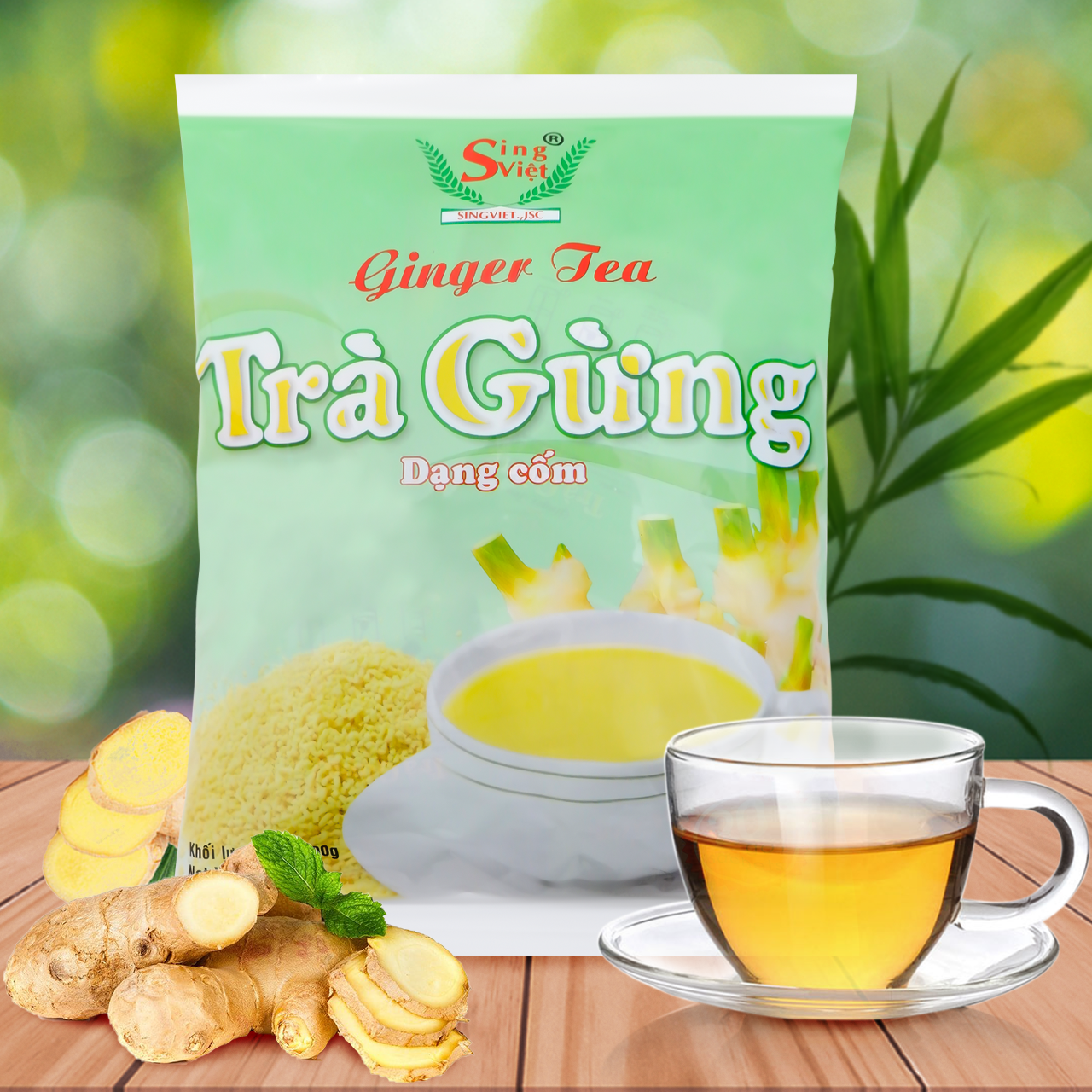 Trà gừng bịch xanh cốm 400g