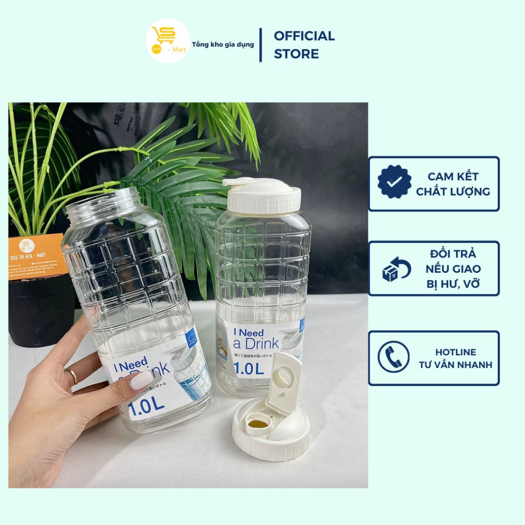 Bình Đựng Nước 1L - 1,5L Lock&Lock, Bình Đựng Trà Sữa, Nước Trái Cây, Chai Nhựa Đựng Nước Dày Dặn, An Toàn, Dễ Vệ Sinh MTA-MART2
