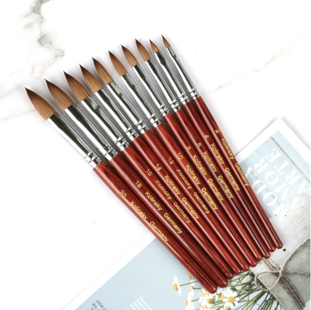 Cọ Đắp Bột Nail Kolinsky Germany Cán Gỗ ( Cọ Đã Xử Lý Bấm Đầu )