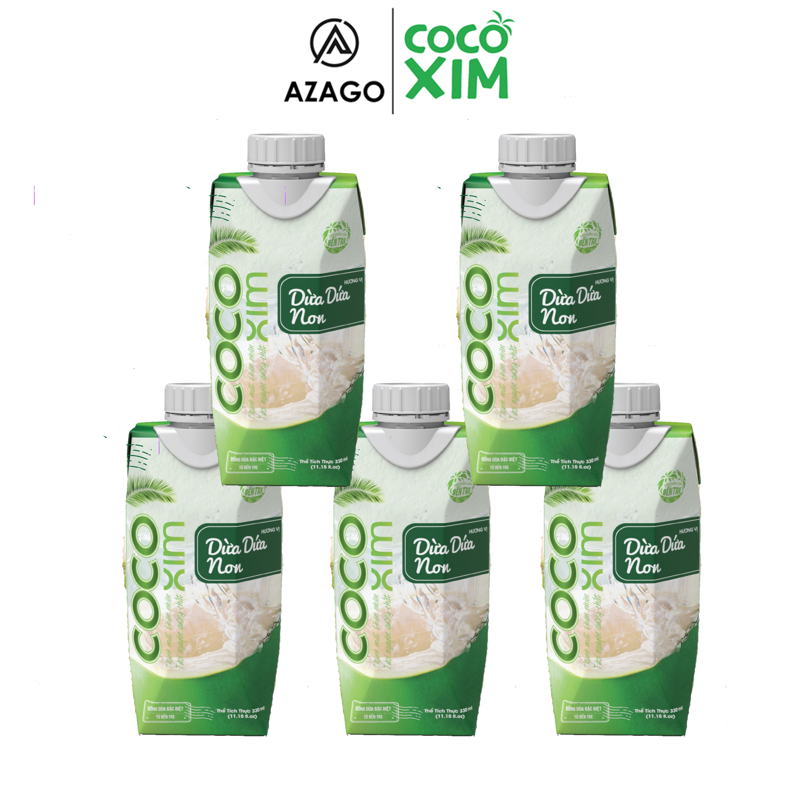 Combo 05 Hộp nước dừa từ dừa tươi 100% nguyên chất CB05.ND01AZ