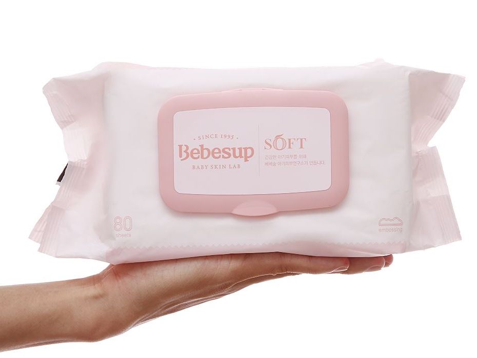 SỈ Thùng -10 gói Khăn giấy ướt không mùi cho bé sơ sinh BEBESUP Hàn Quốc
