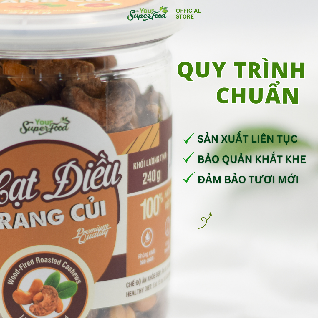 Hạt Điều Rang Củi Túi 90g (Vỏ lụa) Your Superfood