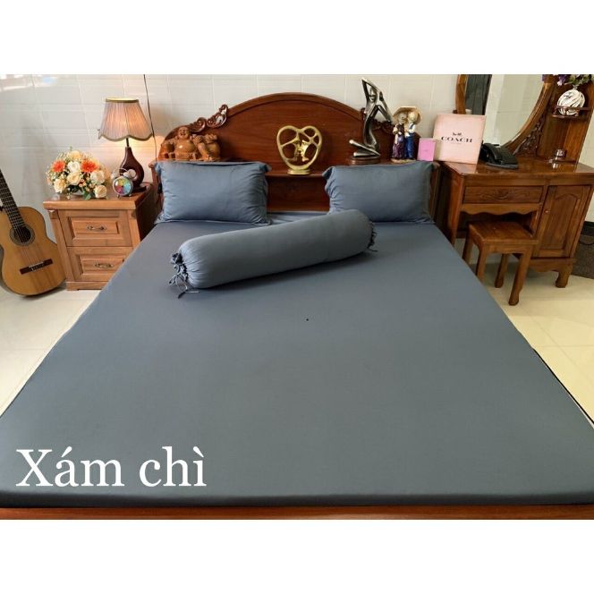 trọn bộ ga thun 1 màu 1m8x2mx15cm