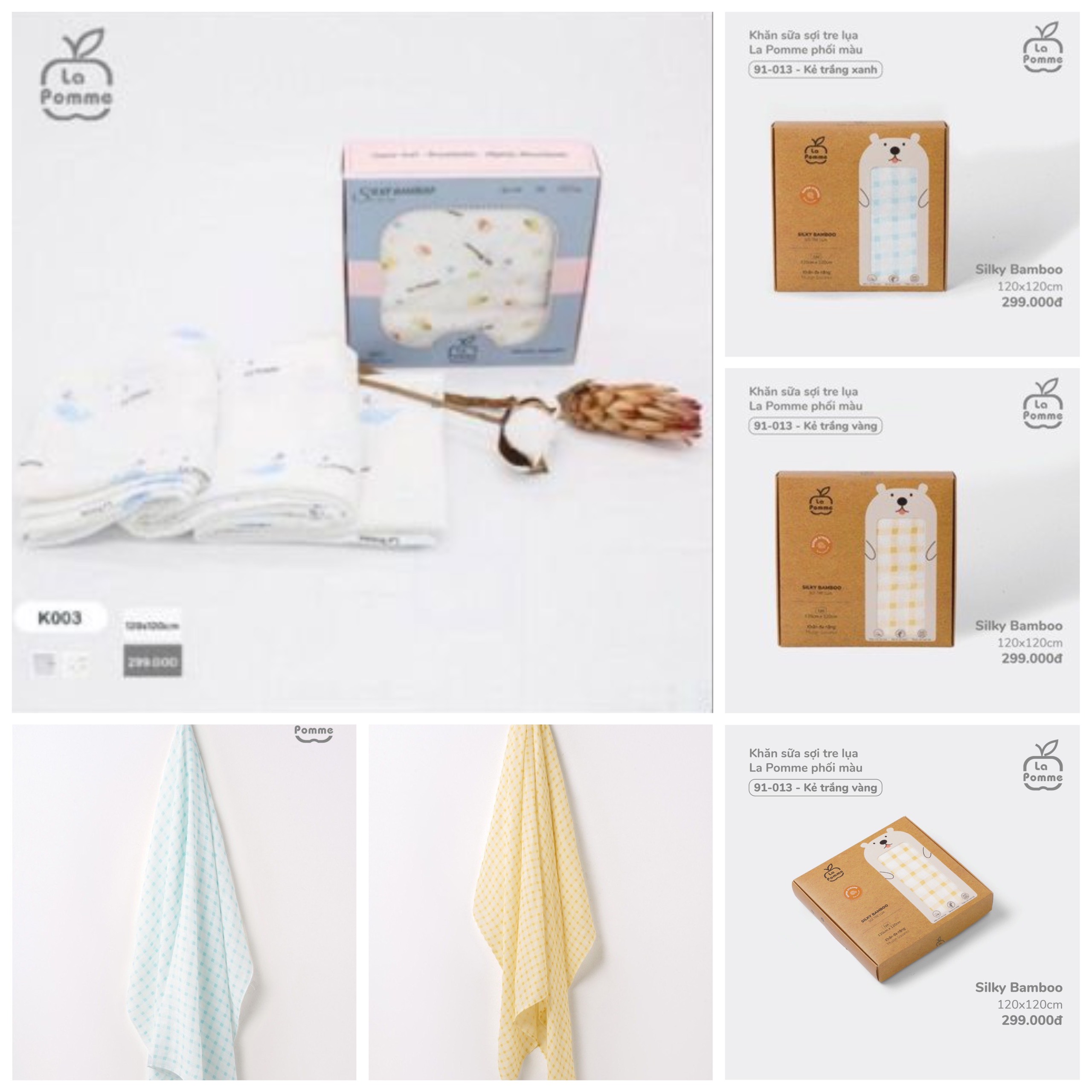 Khăn đa năng sợi tre lụa 120*120 La Pomme