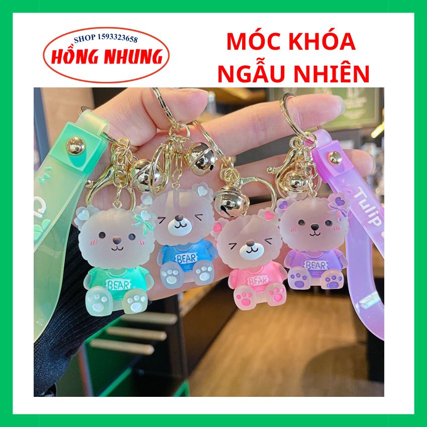Móc khóa gấu bông có 4 kiểu dáng dễ thương cho cặp đôi, chất liệu acrylic trong suốt.