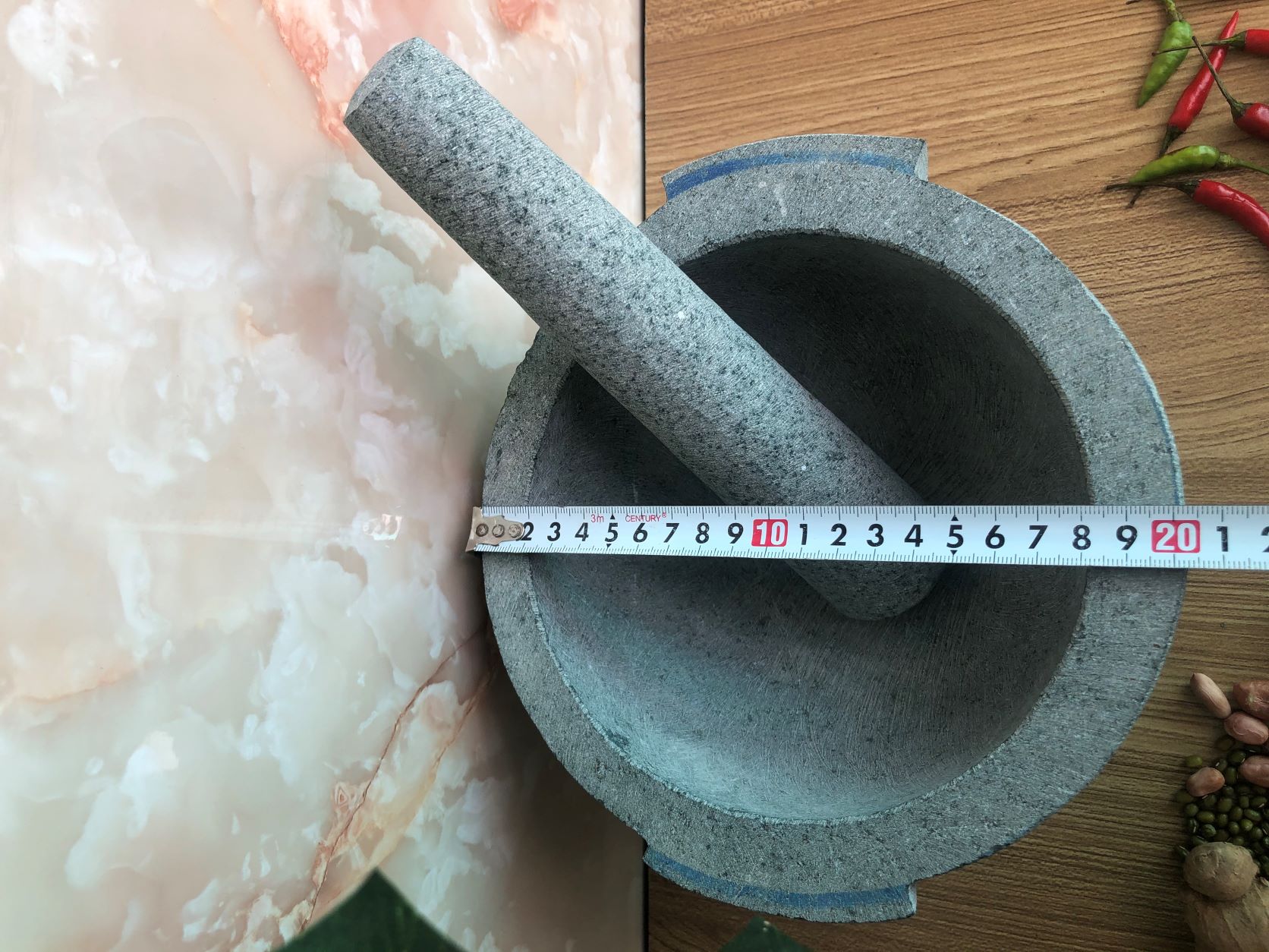 bộ sản phẩm cối đá + chày đá đường kính 20cm
