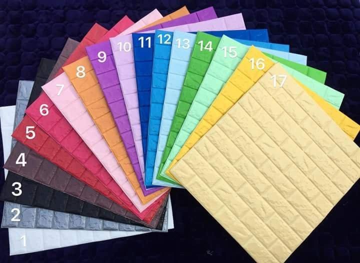 bộ 10 tấm Xốp dán tường giả gạch 3D kích thước 70x77cm cách âm, cách nhiệt dễ lau chùi ĐỦ MÀU