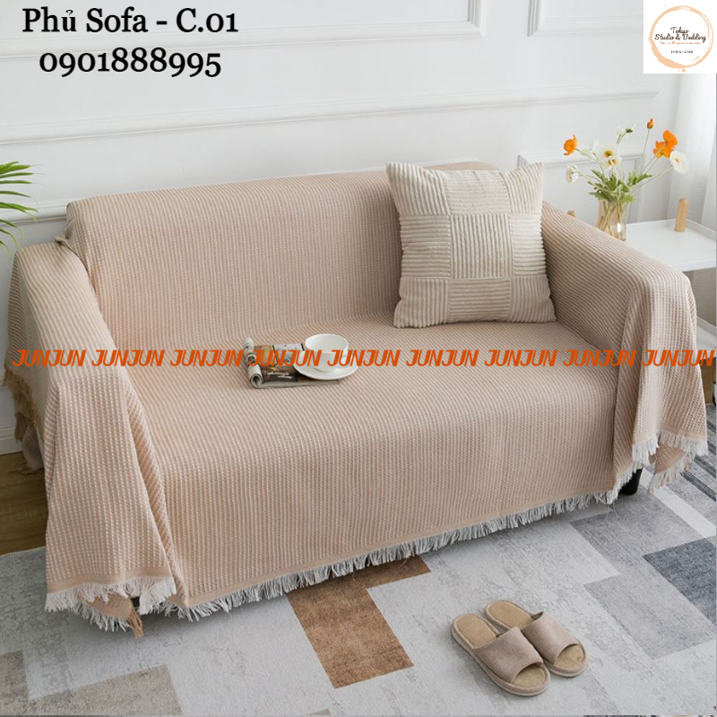 TH Phủ sofa/Thảm trải sofa/thảm trải sàn vải Sợi Cotton & Lanh Morandi