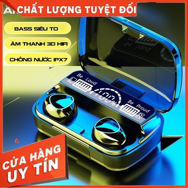 Tai nghe bluetooth M10 Pin Trâu 3500mAh âm thanh trung thực, đèn Led đẹp mắt, hộp sạc có màn hình