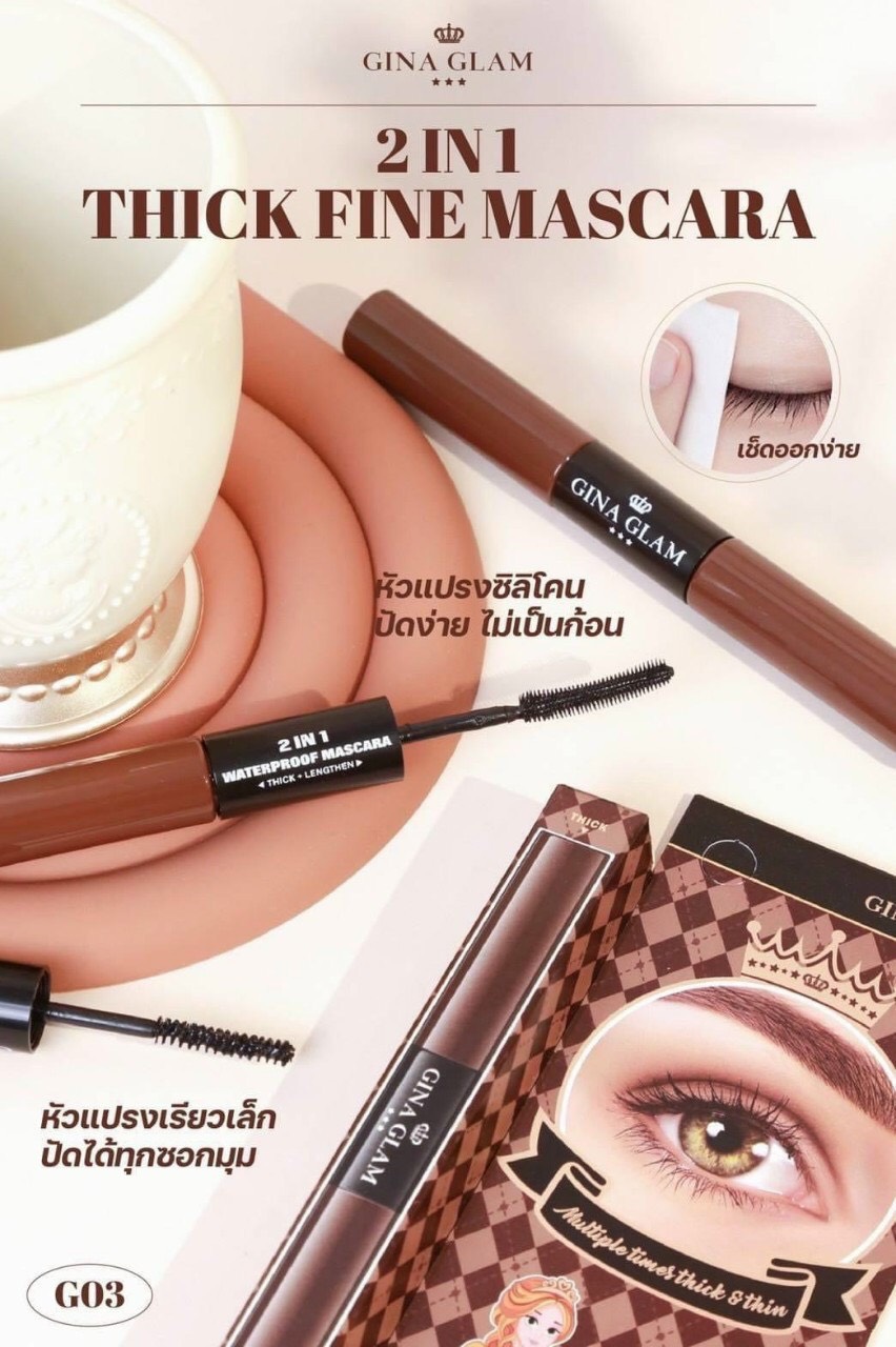 Mascara Dày & Dài MI 2 đầu Thái Lan Gina Glam 2in1