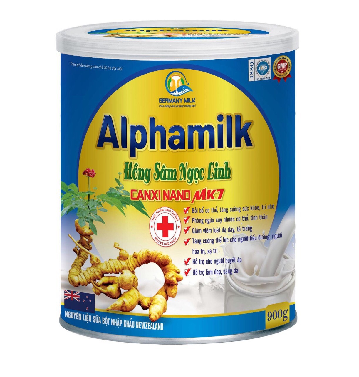 hộp 900g - sữa bột alphamilk hồng sâm ngọc linh canxi nano mk7 3