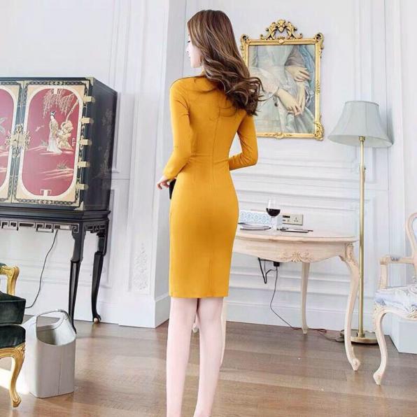 [HCM]ĐẦM BODY VÀNG NHÚN EO