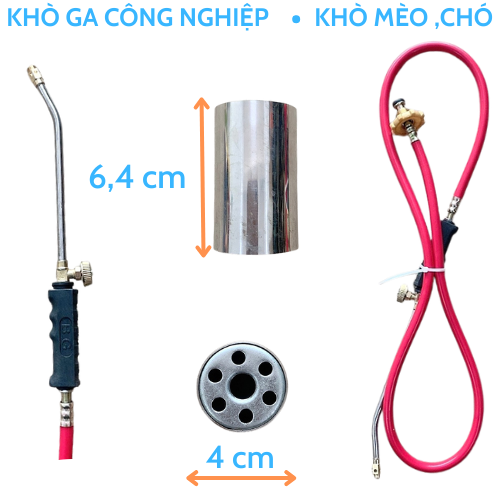 Khò ga công nghiệp đầu khò phi 4cm, cán dài 35cm, dây 1,6m