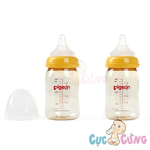 Bộ cặp bình sữa pigeon nhựa ppsu plus cổ rộng 160ml