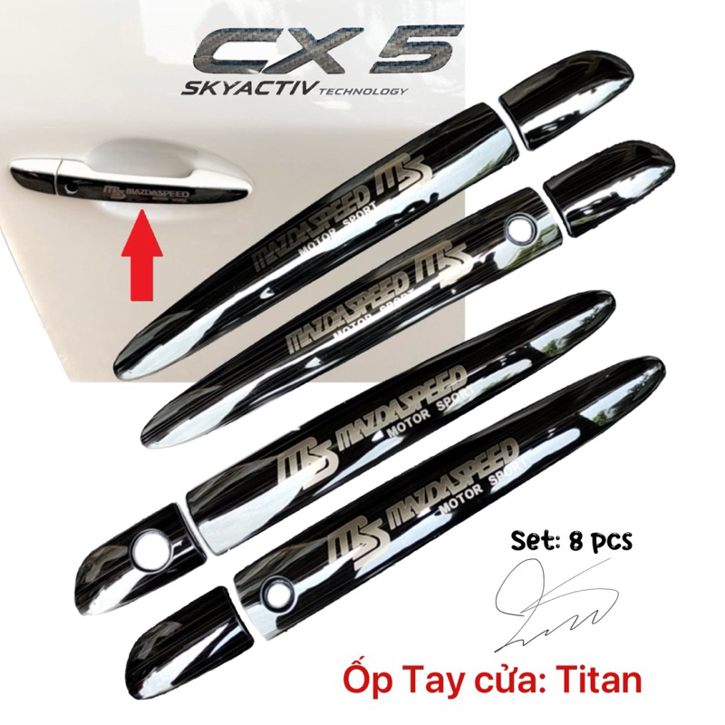 Ốp tay cửa ốp chén cửa xe mazda cx5 2018 - 2023 titan phụ kiện trang trí chống xước 2019 2020 2021 2022