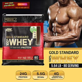 Whey Protein Gold Standard Bịch 2.56kg 80 Servings Vị Chocolate + Vanila Bột Tăng Cơ Optimum Nutrition Gold Standard 100% thumbnail