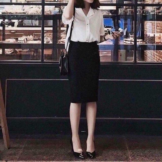 Chân váy công sở bút chì basic chất umi co giãn, dày dặn