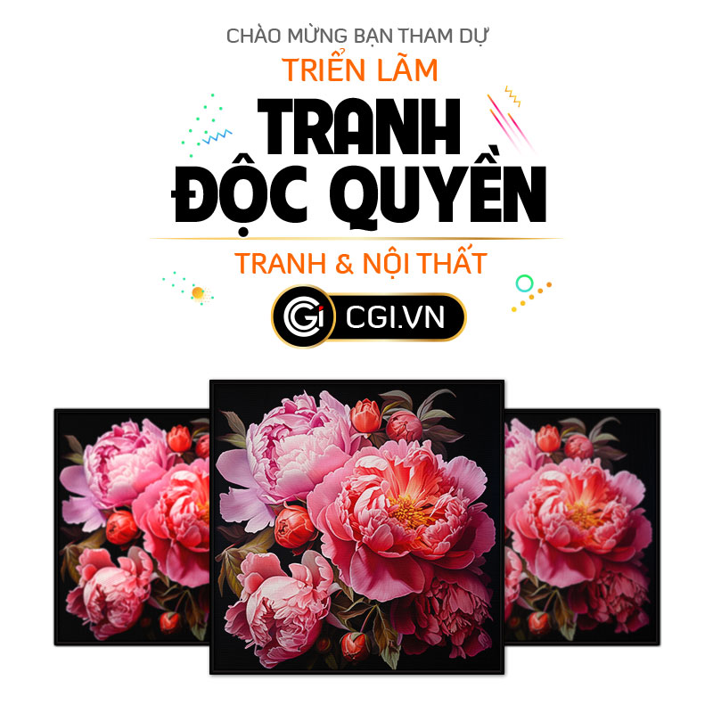 Tranh treo tường, dán tường Canvas, Mẫu Đơn. CGI-34