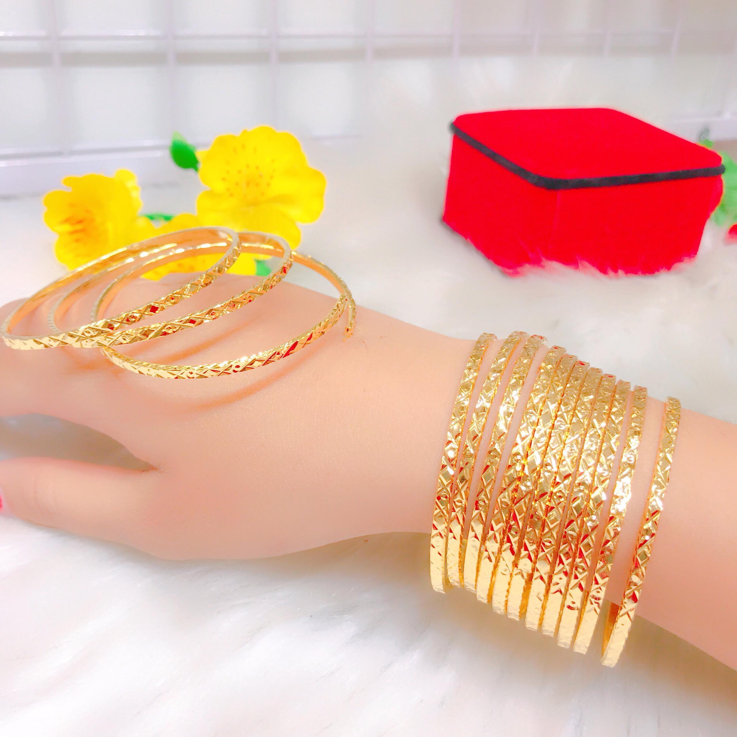 Vòng Ximen Mạ Vàng 18k 7 Chiếc Có Khóa - 075RXM270965  - bo vong ximen kieu dep, bo vong ximen 18k dep, vong ximen kieu dep, vong ximen kieu dep vang 18k, kieu vong ximen dep