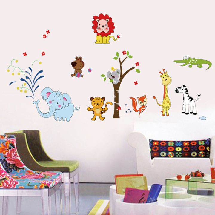 [HCM]Decal dán tường 9 con thú cho bé