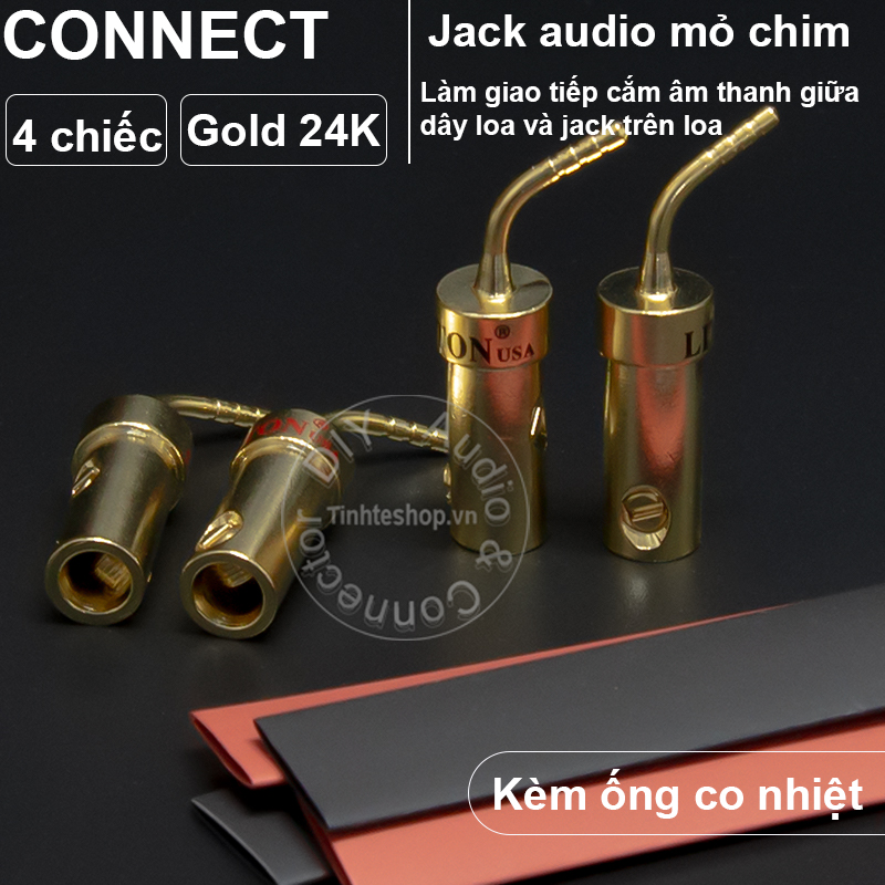 Audio plug for Speaker Amplifier 2mm 24K gold-plated copper 4 pcs