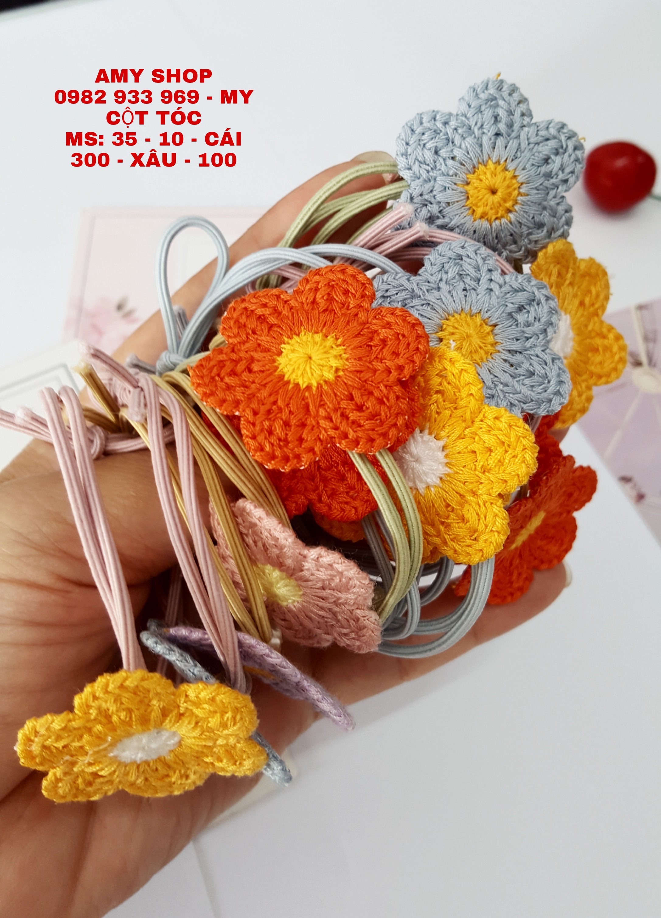 (GIÁ SỈ) 10 CÁI CỘT TÓC LEN HOA