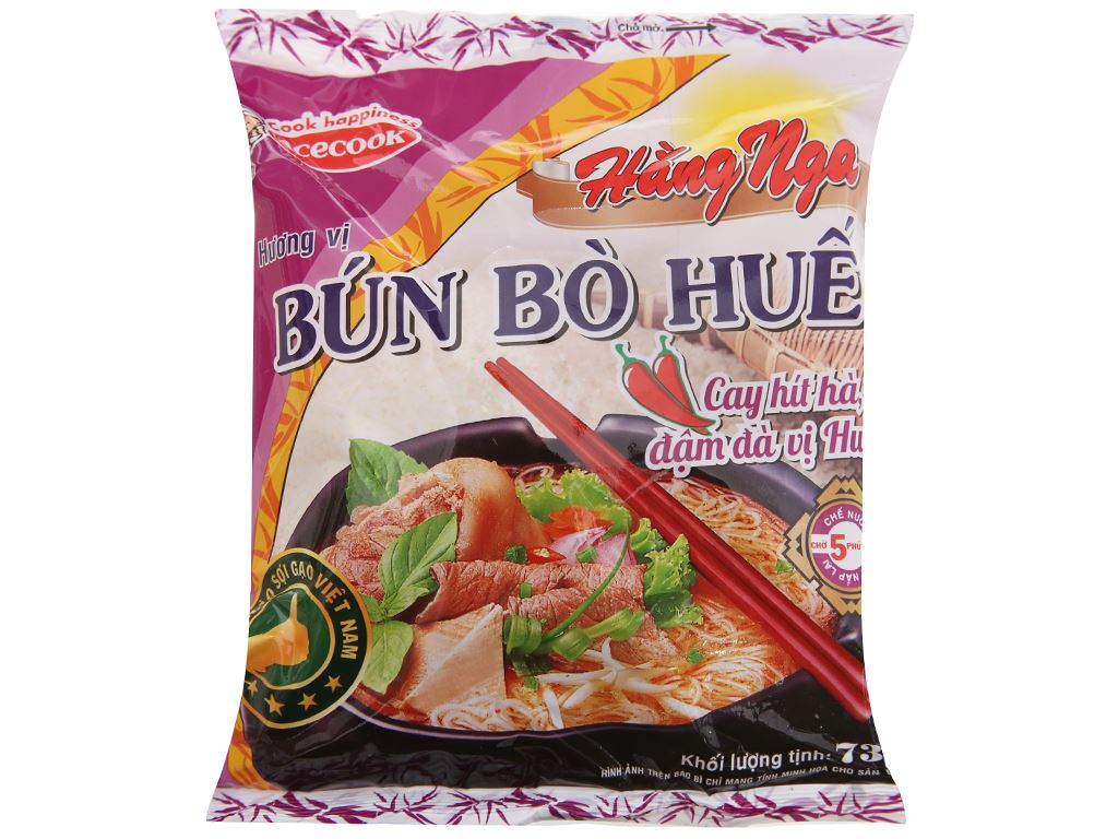 Thùng 30 gói bún bò huế Hằng Nga 73g