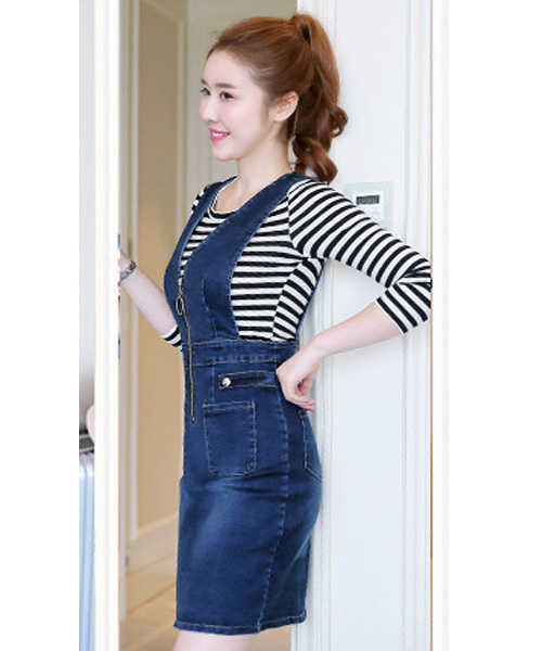 ĐẦM YẾM JEANS  PHỐI  TÚI  D698