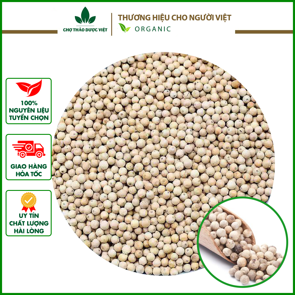 Hạt tiêu trắng 100g, tiêu sọ Phú Quốc cay thơm, gia vị tẩm ướp chế biến món ăn, kho, xào, chiên
