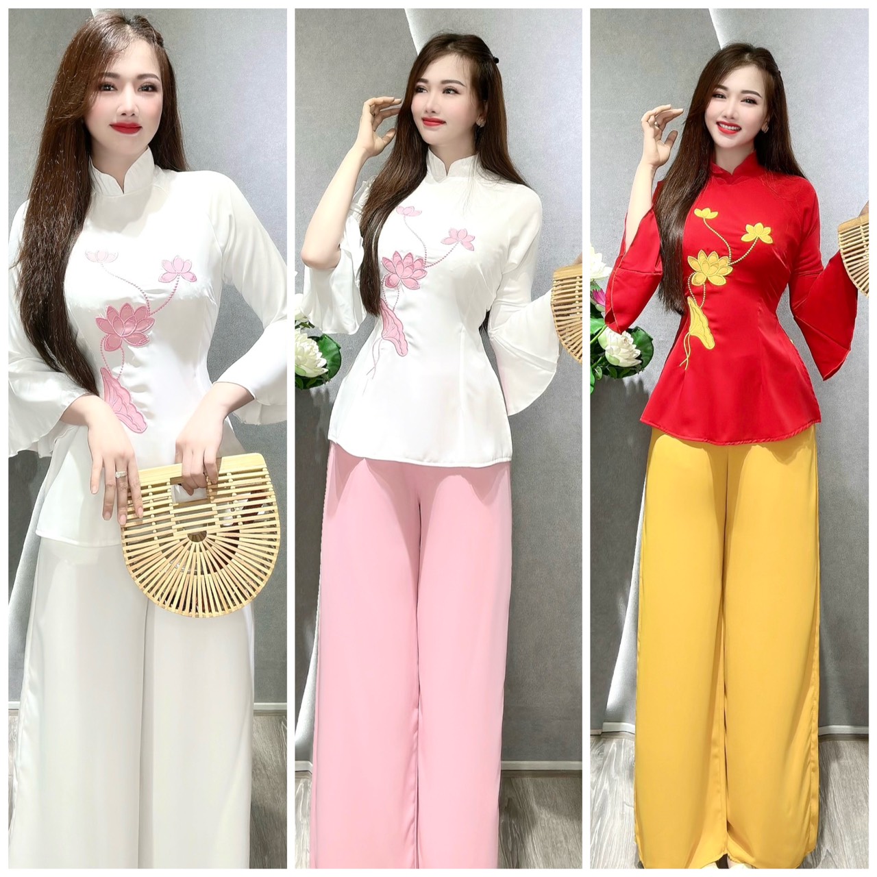 Đồ Lam Đi Chùa # Bà lai sen lụa đông hưng# Quần Áo Nữ