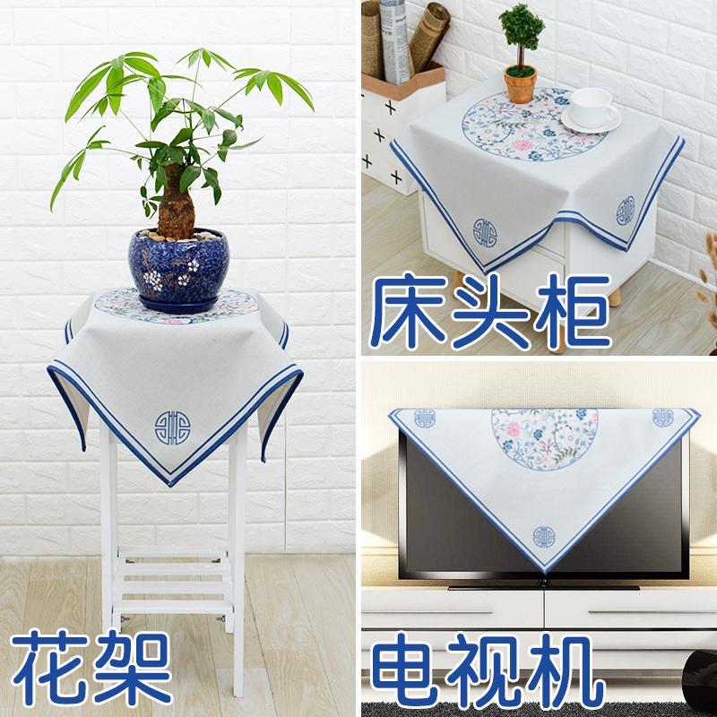 Cotton and linen Bedside cupboard Cover Washing square Dustproof cloth 60X60cm-Intl