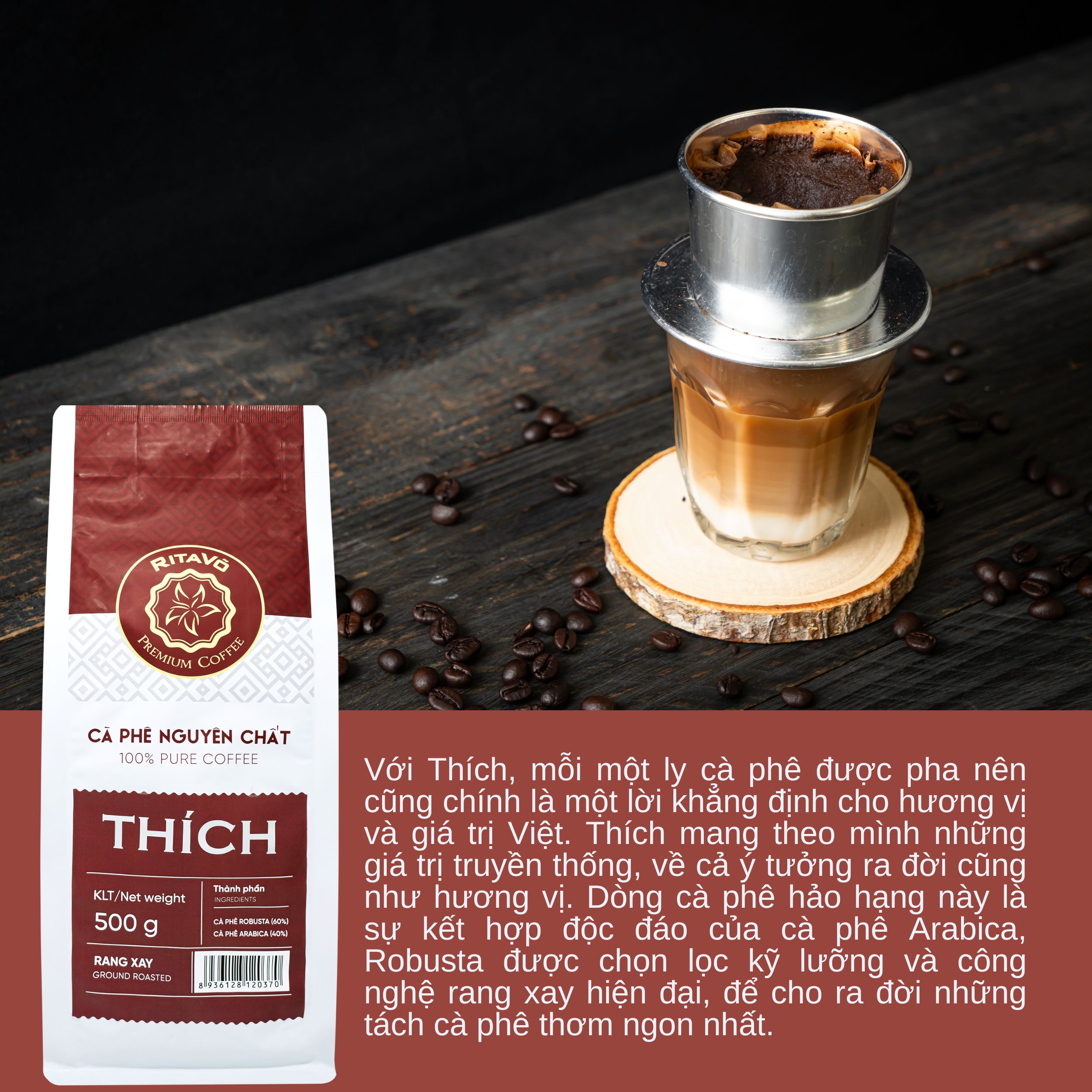 Cà phê hạt rang Rita Võ Cafe Thích 500g