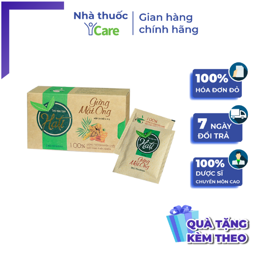 Trà hati gừng mật ong hậu giang hộp 24 gói - giúp kích thích tiêu hóa hiệu quả - icare