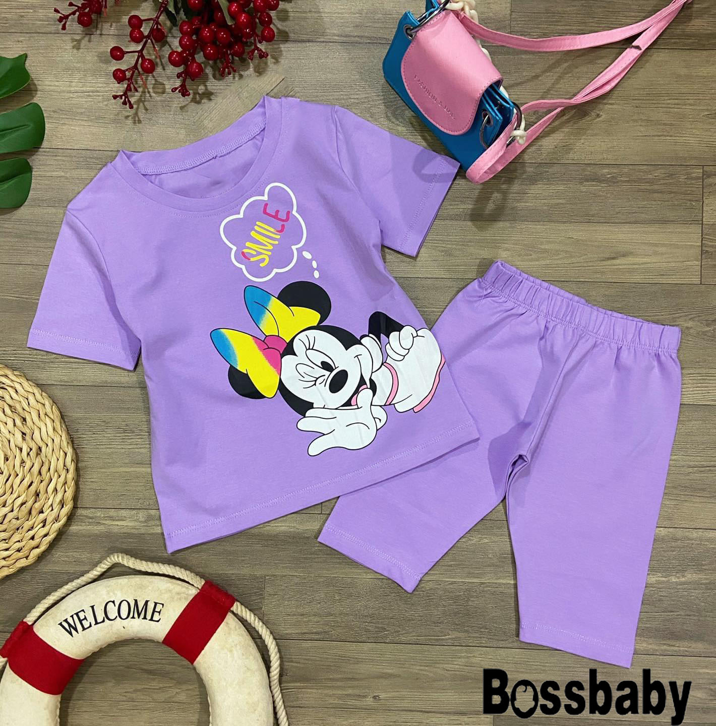 [HCM]Bộ đồ METCKEY SMMIILE  ngắn taybộ bé gái hinh cho be từ 6kg-29kg.BDBG26.