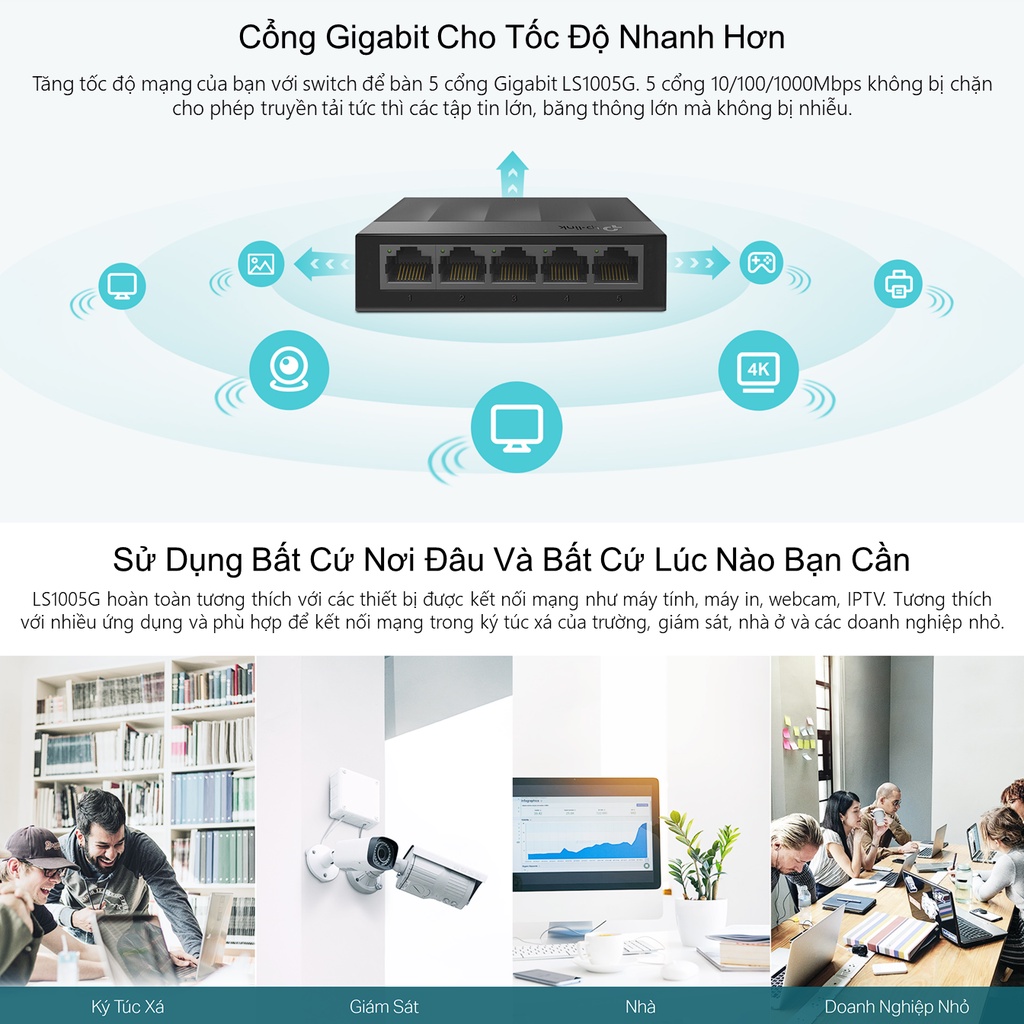 Thiết bị chuyển mạch Switch Để Bàn 5 Cổng Gigabit TP-LINK LS1005G