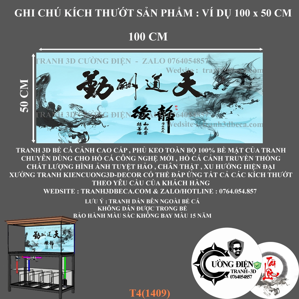 [Tặng Đồ Dán+Sticker] tranh 3d bể cá-1410