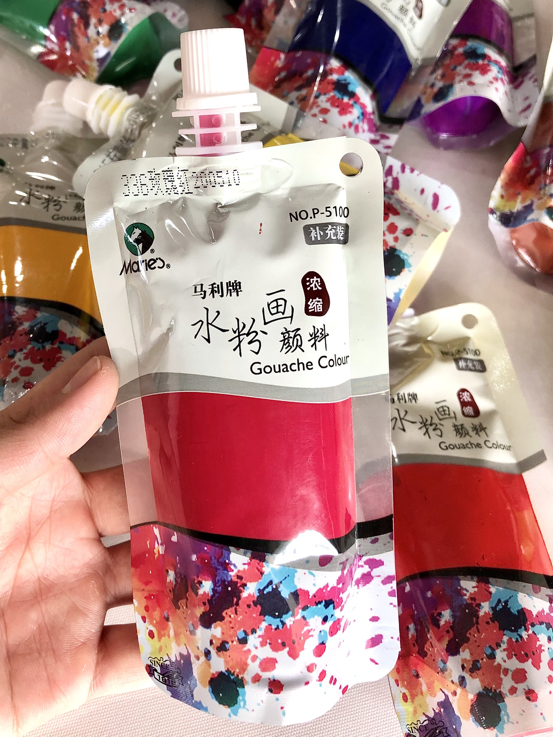 Màu Gouache, goat, wat, màu bột túi 100ml refill Maries