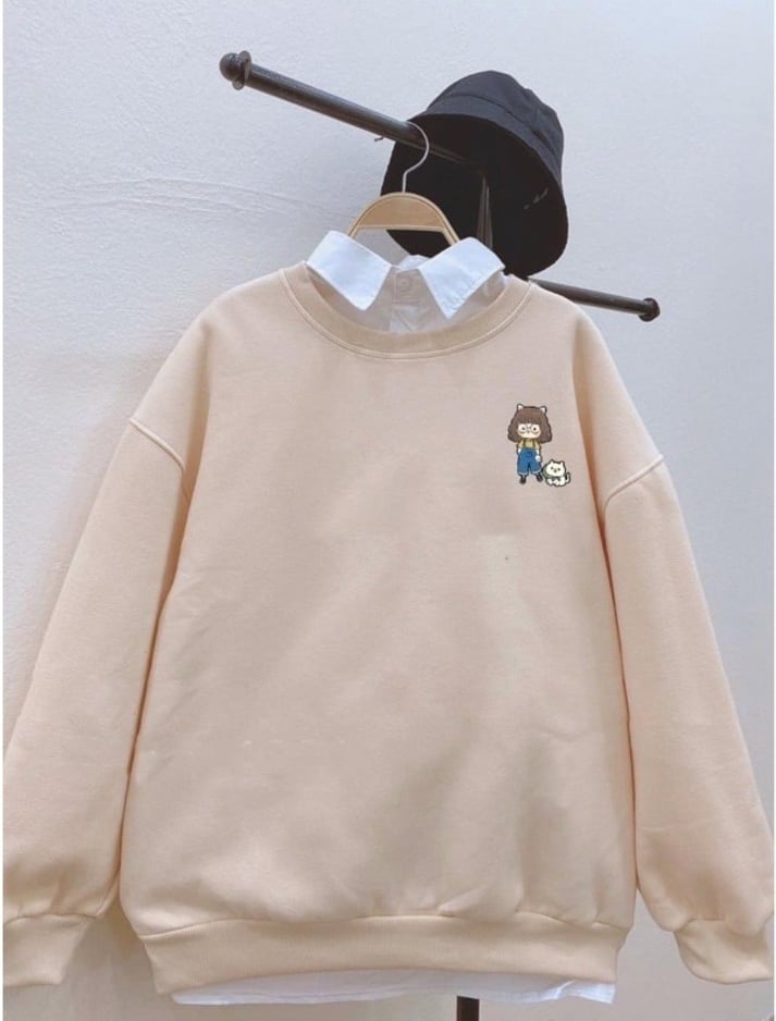 Áo sweater nỉ họa tiết cô gái và cún con (trọng lượng từ 36kg )